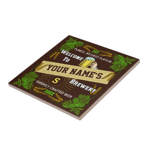 Azulejo Cerveza personalizada bienvenida con cebada Hops
