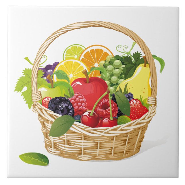 Azulejo Cesta de frutas de trivialidades de mosaico (Frente)