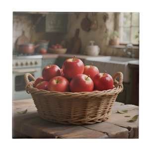 Azulejo Cesta de Manzanas Rojas