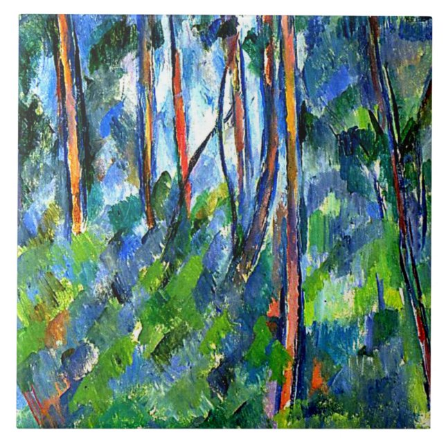 Azulejo Cezanne - En los bosques, pintura famosa (Frente)