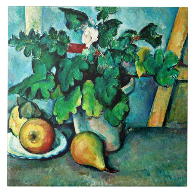 Azulejo Cezanne - Pota de las rosas y la fruta, (Frente)