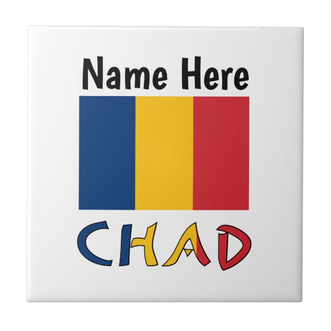 Azulejo Chad y la bandera chadiana personalizadas (Frente)