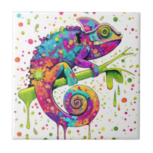 Azulejo Chameleon Paint Stains Watercolor Style