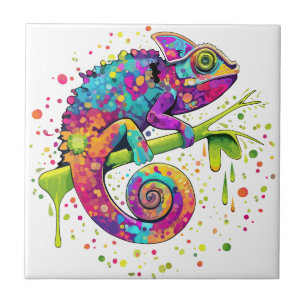 Azulejo Chameleon Paint Stains Watercolor Style