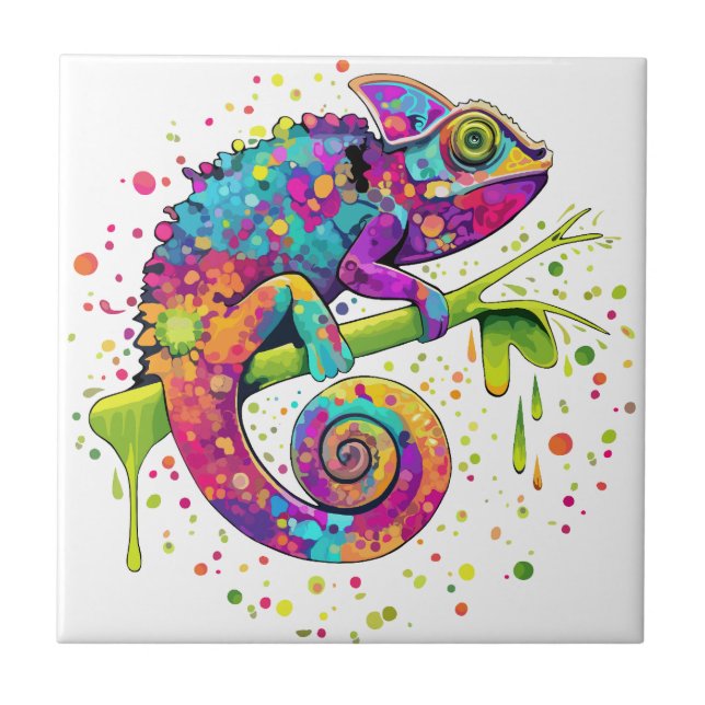 Azulejo Chameleon Paint Stains Watercolor Style (Frente)