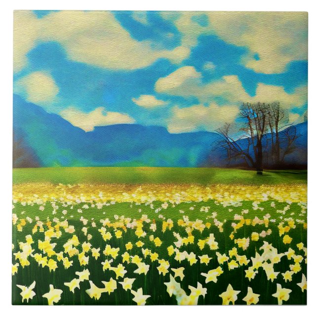 Azulejo Champ de jonquilles - peinture (Frente)