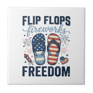 Azulejo Chanclas Patrióticas Diseñadas Camiseta Libertad d