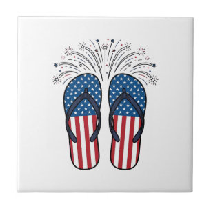 Azulejo Chancletas Patrióticas Fuegos Artificiales Diseño