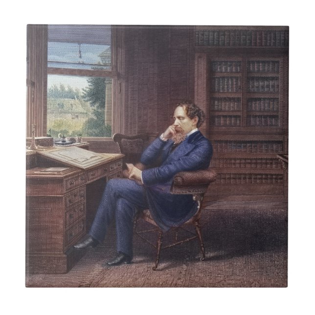 Azulejo Charles Dickens en su estudio (Frente)