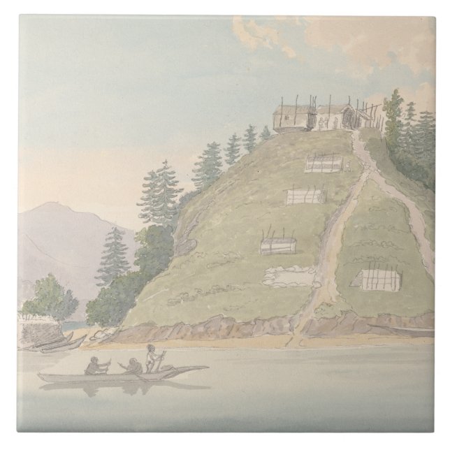 Azulejo Charles Hamilton Smith - Aldea del Indio Amigable (Frente)