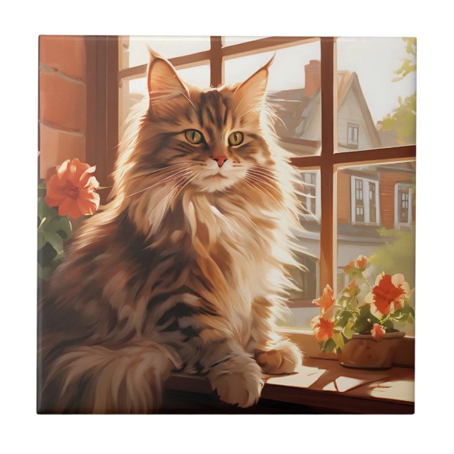 Azulejo Charming Maine Coon Cat (Frente)