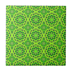 Azulejo Chartreuse Green Aestthetic Clover Pattern #9