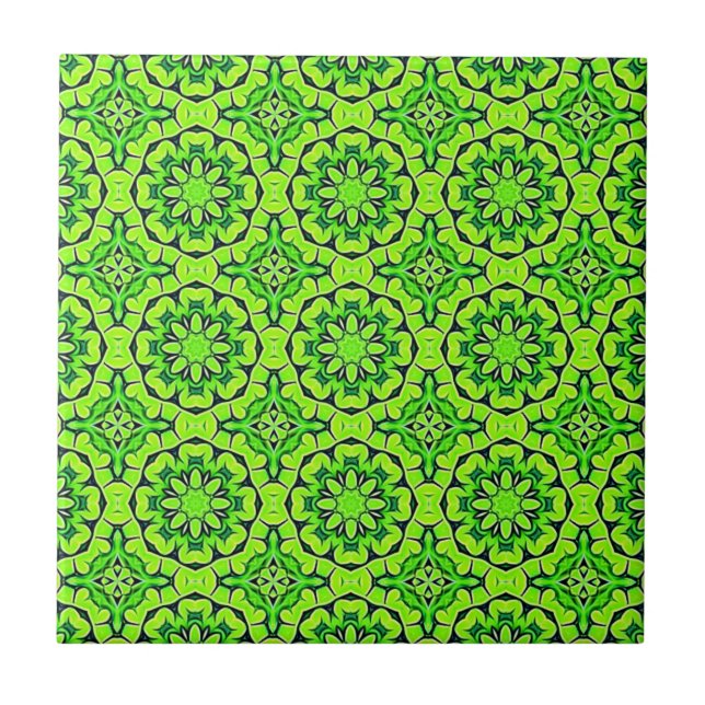 Azulejo Chartreuse Green Aestthetic Clover Pattern #9 (Frente)