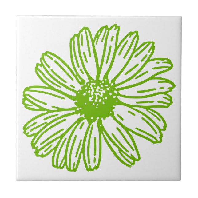 Azulejo Chartreuse Green Daisy Print, Hippie Flower Print (Frente)