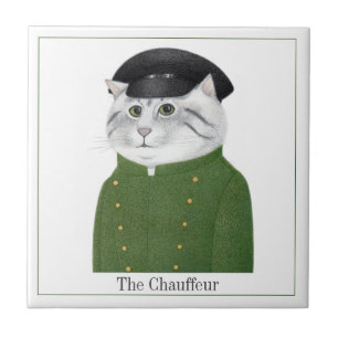 Azulejo CHAUFFEUR CAT 4.25" Tile cerámico cuadrado + texto