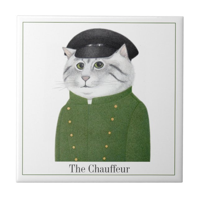 Azulejo CHAUFFEUR CAT 4.25" Tile cerámico cuadrado + texto (Frente)
