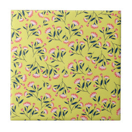 Azulejo  Cheerful Floral Pattern: Pink Flowers 