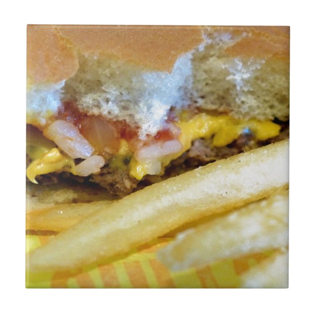 Azulejo Cheeseburger y Fries (Frente)