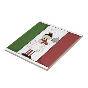 Azulejo Chef italiano nº 4 con la bandera Tile
