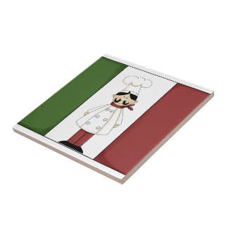 Azulejo Chef italiano nº 6 con bandera Tile