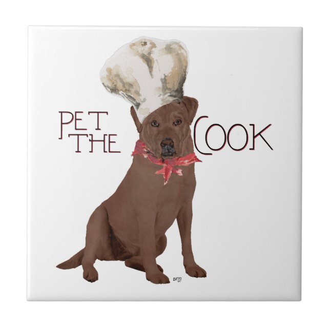 Azulejo Chef Labrador Retriever de Chocolate (Frente)