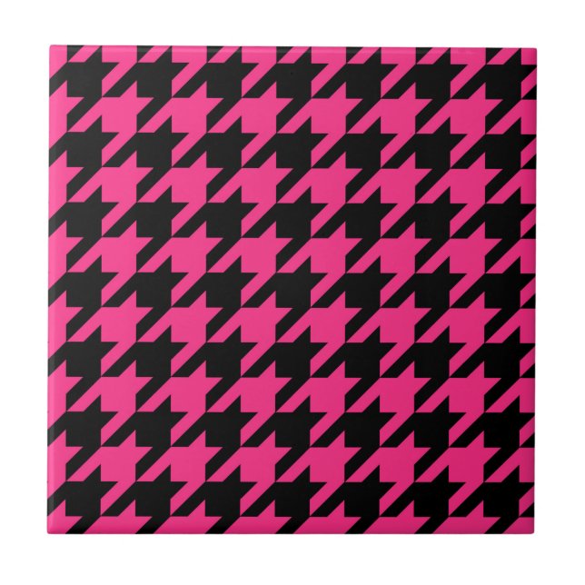 Azulejo Cheque de Houndstap negro rosa (Frente)
