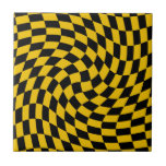 Azulejo Cheques amarillos negros retro retorcidos controla<br><div class="desc">El diseño de tablero de ajedrez retro es retro,  con una combinación de colores negro y amarillo retro. El tablero de ajedrez retro giró los años 70 con un estilo psicodélico moderno decoración en casa,  productos de oficina y de escuela y retro retorcido regalos a cuadros.</div>