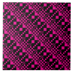 Azulejo Cheques, chequitos - Magenta y negro