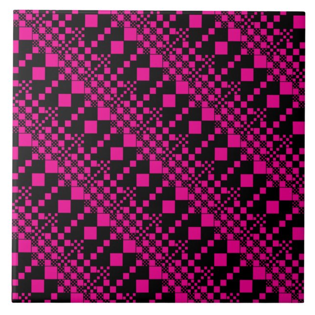 Azulejo Cheques, chequitos - Magenta y negro (Frente)