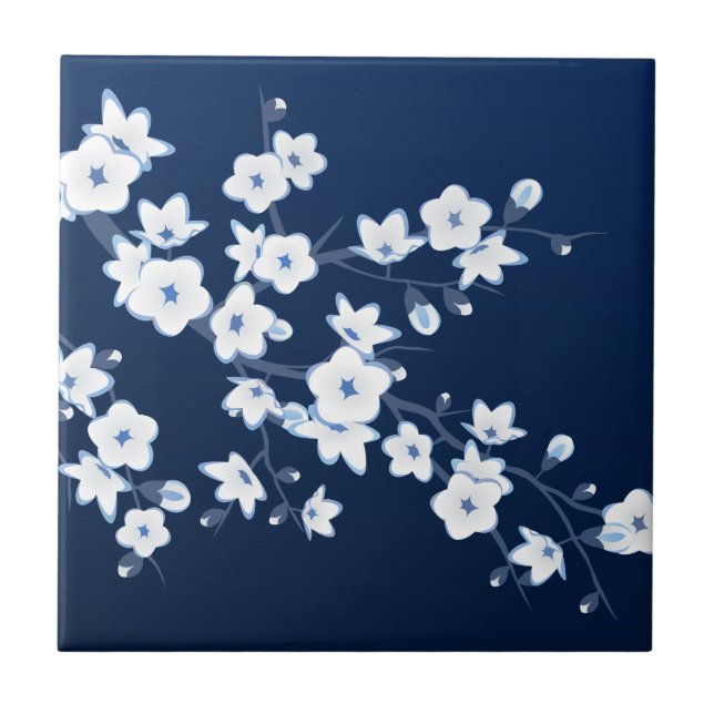 Azulejo Cherry Blossom Blue White (Frente)