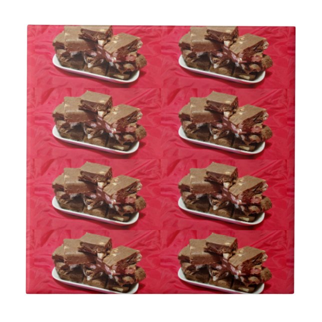 Azulejo Cherry Chocolate Fudge Marshmallow En Una Placa (Frente)