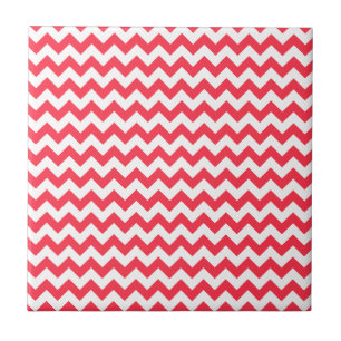 Azulejo Cherry Red Chevron Zigzag
