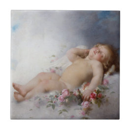 Azulejo Cherub durmiente (Putto) (por Léon Bazille Perraul