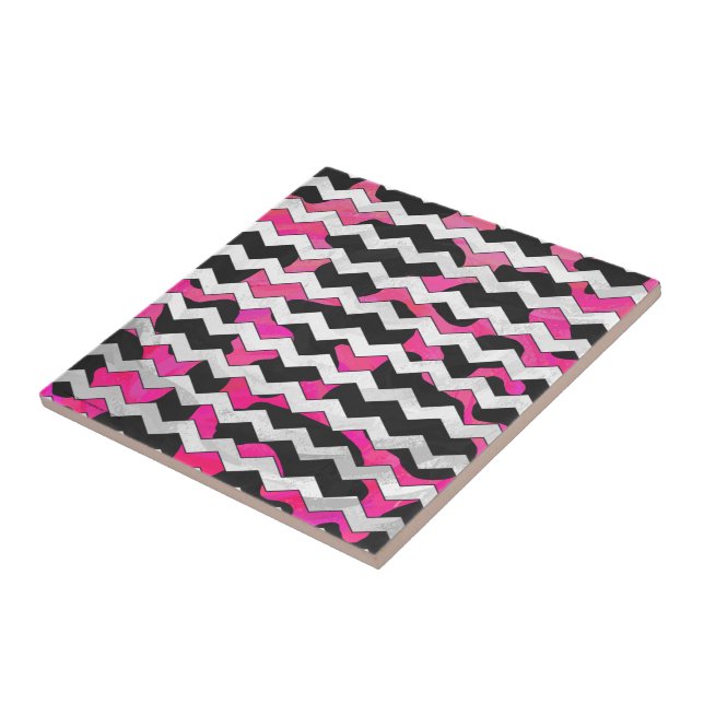 Azulejo Chevron Cow Hot Pink and Black Print (Lado)