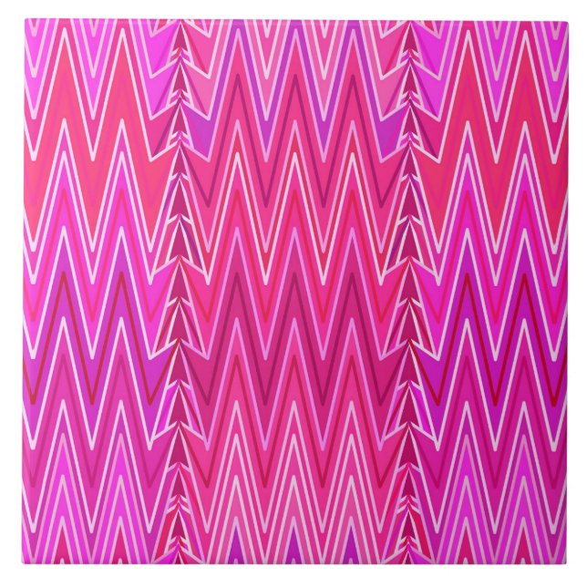 Azulejo Chevron Damask, morado y rosa fuchsia (Frente)