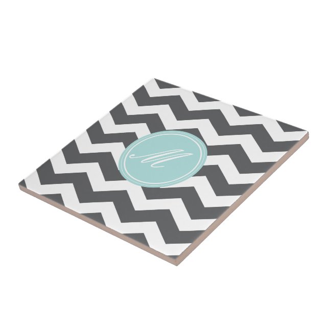 Azulejo Chevron gris con mosaicos monográficos (Lado)