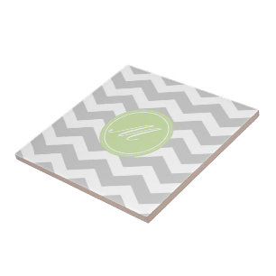 Azulejo Chevron gris con mosaicos monográficos