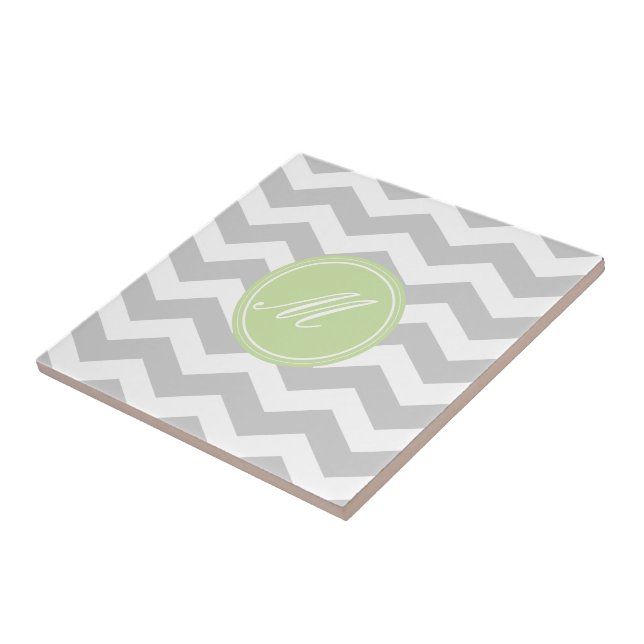Azulejo Chevron gris con mosaicos monográficos (Lado)