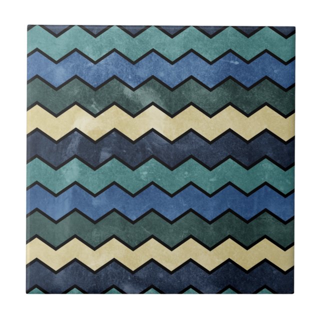 Azulejo Chevrons modernos Manly Blue (Frente)