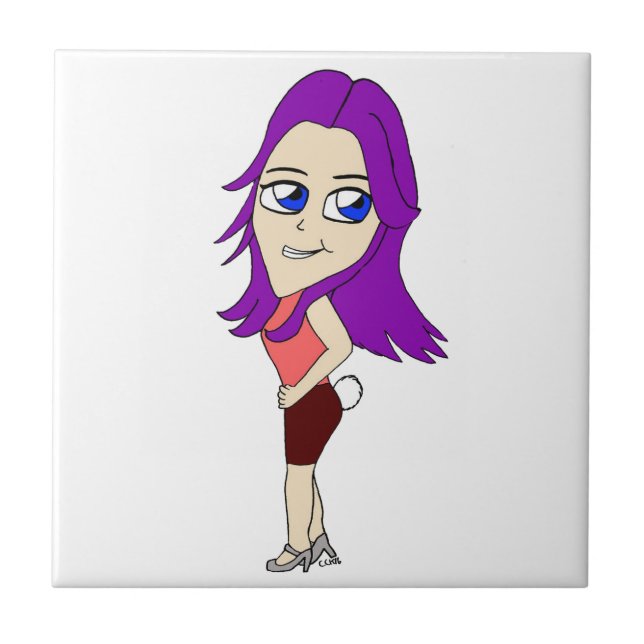 Azulejo chibi chica con cola de conejo (Frente)