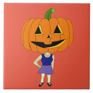 Azulejo chibi de cabeza de calabaza chica