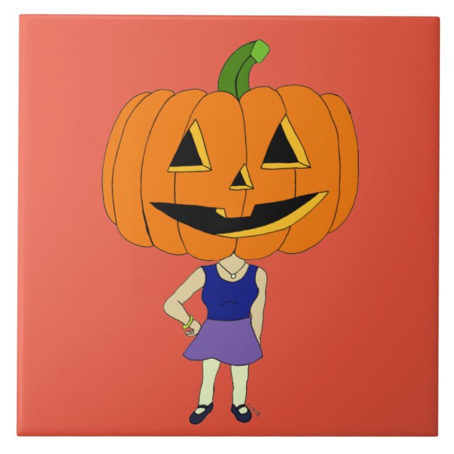 Azulejo chibi de cabeza de calabaza chica (Frente)