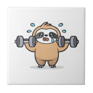 Azulejo Chibi Sloth Gym Fail � Divertido Entrenamiento Gra