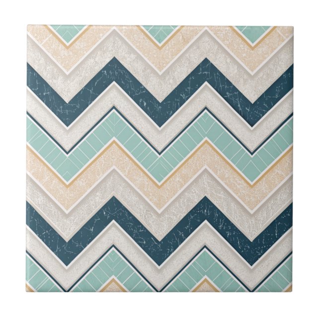 Azulejo Chic Chevron Pattern Decorative 4.25" Square (Frente)