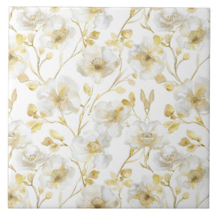 Azulejo Chic Gold Flores Blancas Despedida de Soltera