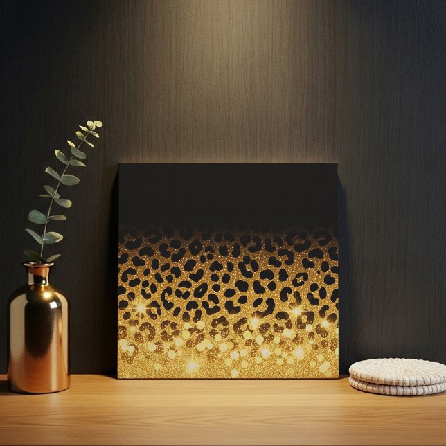 Azulejo Chic Gold Glitter Leopard Print Pattern (Subido por el creador)