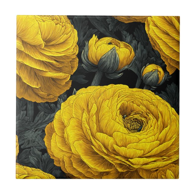 Azulejo Chic Mediterranean RanunculusTiles For Home Decor (Frente)