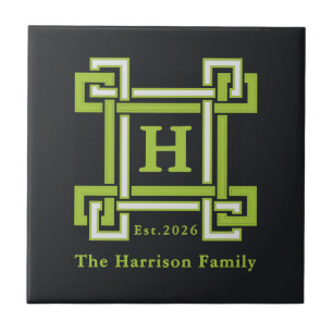 Azulejo Chic Neon Cítrico Verde Negro Geométrico Personali