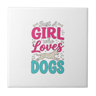 Azulejo Chica Ama Perros Tipografía de Grabado Vintage Dis