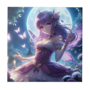 Azulejo Chica Anime Ala de Mariposa Violeta Hada de la Lun